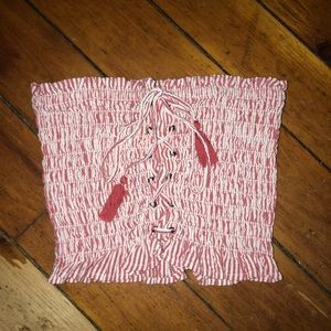 White and red striped crop top